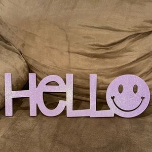 Purple Glitter 'Hello' Sign